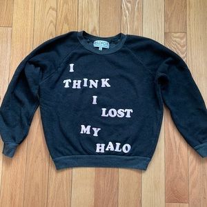 WILDFOX I Think I Lost My Halo Sweatshirt ANGEL Statement Top Crop Boho Graphic